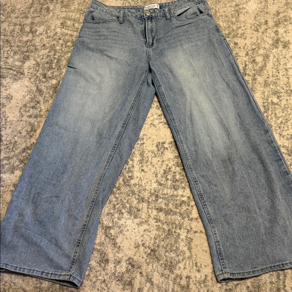 Light Blue Denim Jeans-wide leg